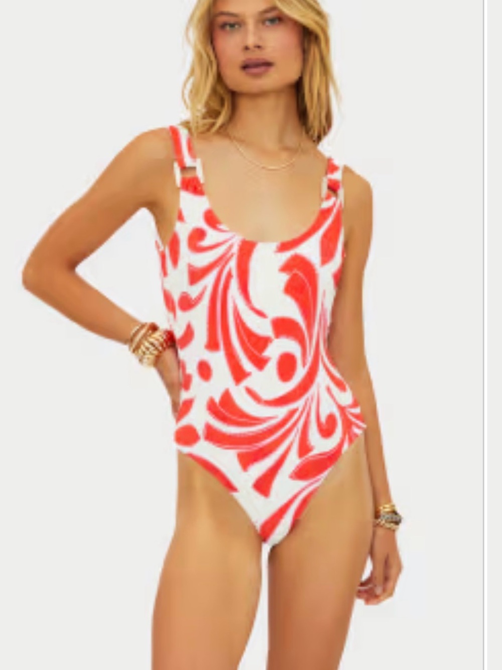 Red & White Swirl One-Piece Swimsuit for Kids